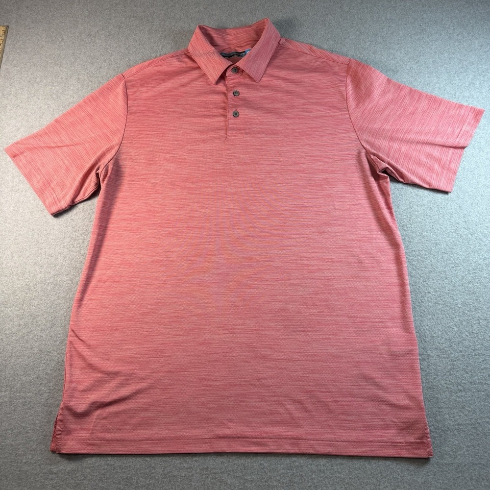 Roundtree & Yorke Performance Polo Shirt Mens LT Coral Pink Heathered Golf